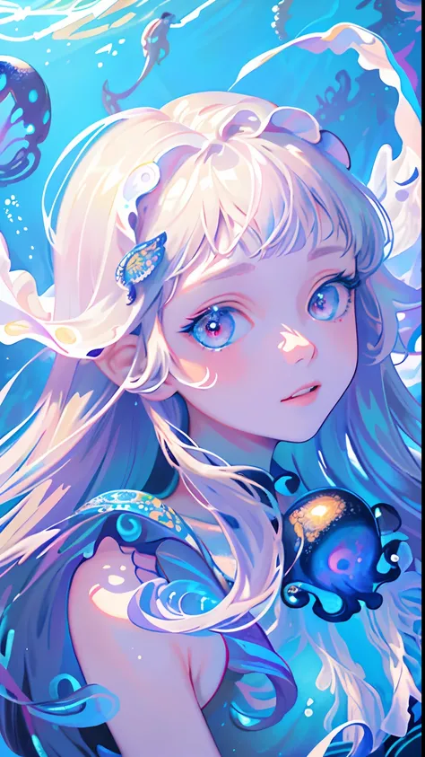 (masterpiece, best quality:1.2), (ultra detailed),(illustration), wallpaper, original,
(1girl),ldelicate beautiful face and eyes,focus on face,
Deep sea background,jellyfish,masterpiece,fluttered detailed splashs, beautiful detailed water,cosmic eyes,Shock...