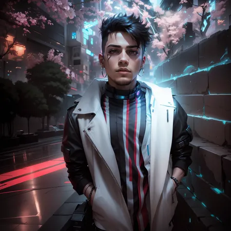 Change background stylish boy cyberpunk