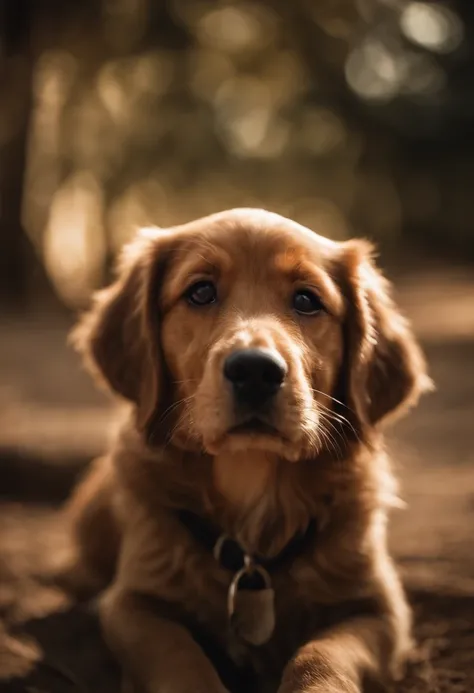 gerar um cachorro filhote segurando na boca uma placa escrito exatamente o titulo "cantinho animal"