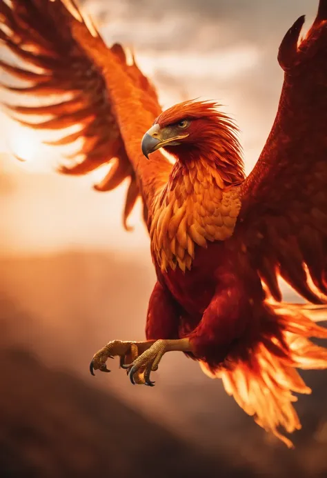 a fiery phoenix gracefully rises