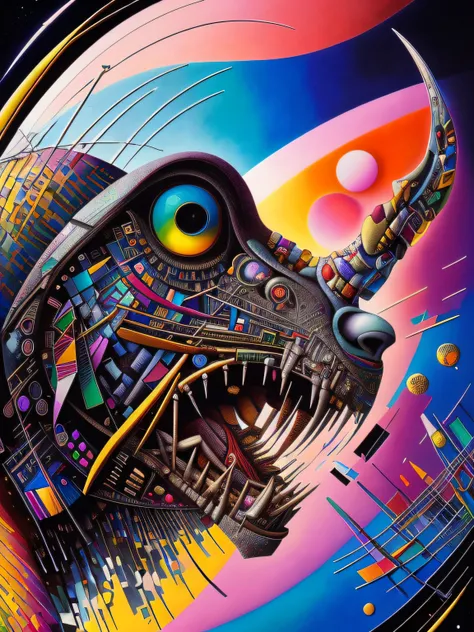 art by Wassily Kandinsky, detailed, sharp image, 8k, rim light, closeup, body horror, poster, hdr, intricate, a demigod creature