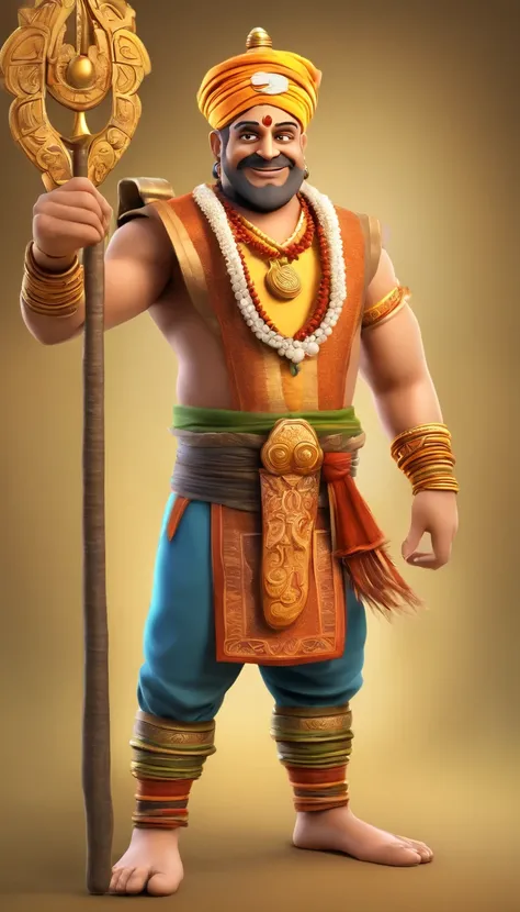 Render Tenali Rama as a charismatic and endearing character with a friendly smile and expressive eyes.