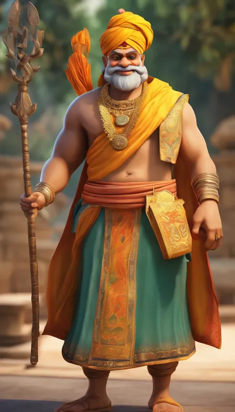 Render Tenali Rama as a charismatic and endearing character with a friendly smile and expressive eyes.