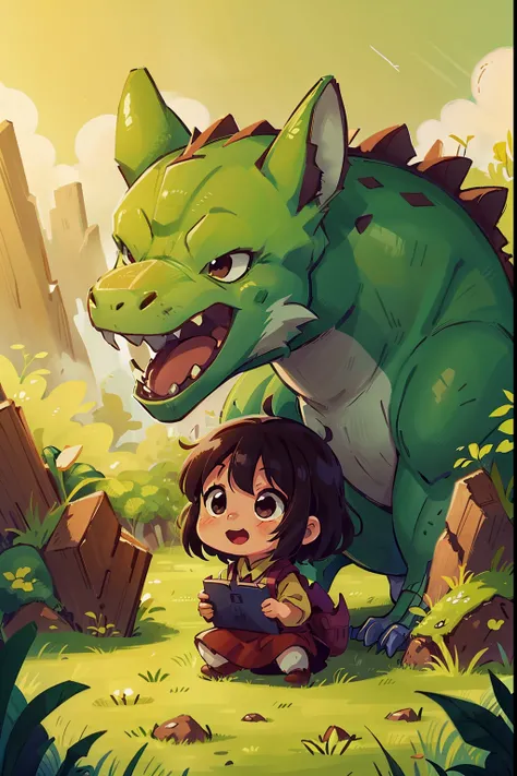 little girl Reiko , happiness ,  from anime: A 5,000 year old herbivorous dragon is being unjustly bad