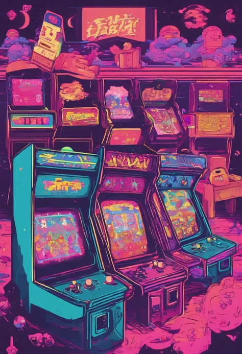 kawaii aesthetic, Arcade Game Room, lofi, Vaporwave, Synth Wave