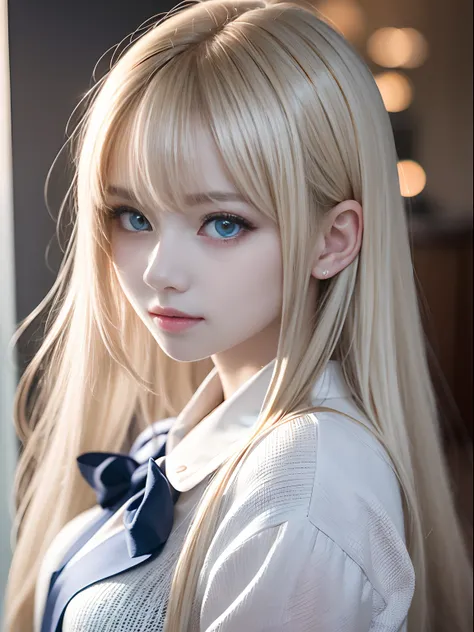 portlate、School Uniforms、bright expression、Young shiny shiny white shiny skin、Best Looks、Blonde reflected light、Platinum blonde hair with dazzling highlights、shiny light hair,、Super long silky straight hair、Beautiful bangs that shine、Glowing crystal clear ...