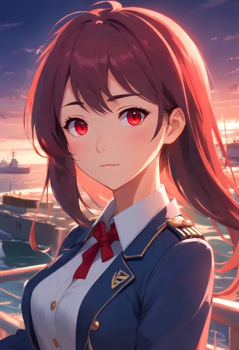 (masterpiece), best quality, expressive eyes, perfect face, red eyes, wearing admiral uniform, 8k, ultra sharp, absurdres, high res,