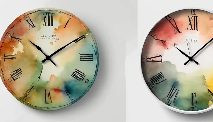 Wall clock, Full、Round clock、Square clock、Watercolor Touch