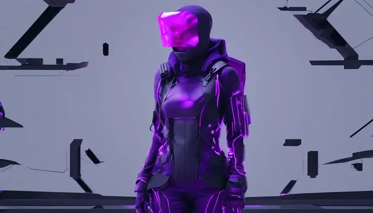 Tech Clothing Futuristic Surrealism Trendy Fashion Concept Clothing Dark Purple Cyberpunk