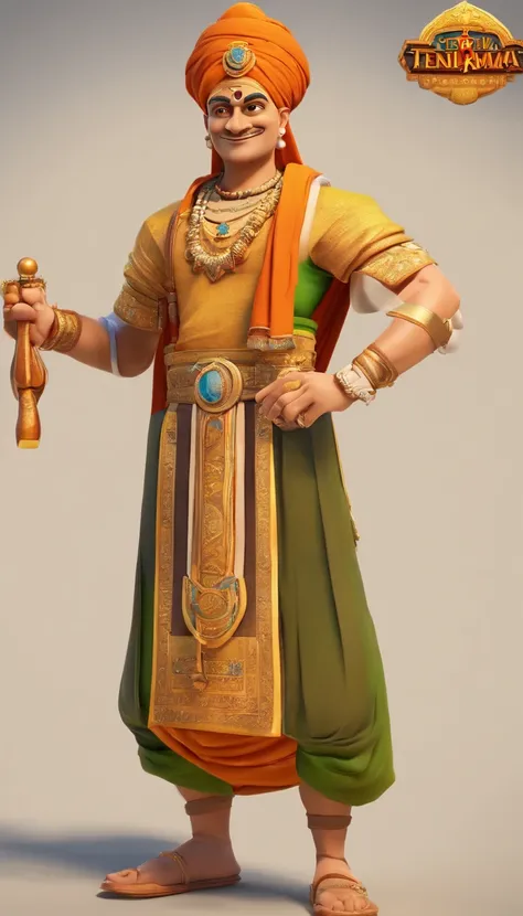 Render Tenali Rama as a charismatic and endearing character with a friendly smile and expressive eyes.