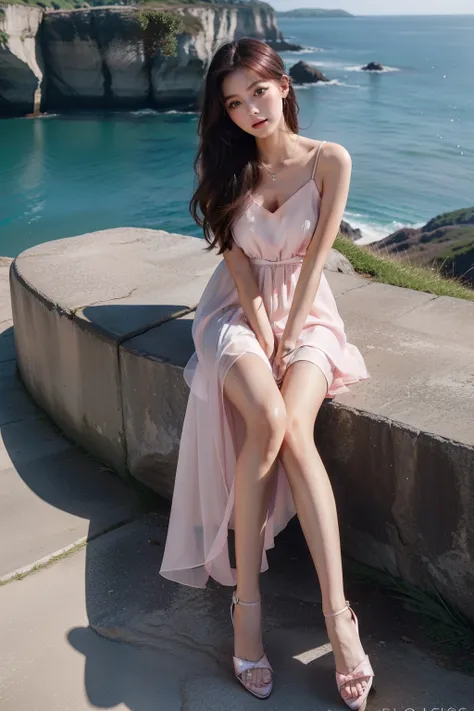 Masterpiece, Best quality, {Best quality}, {{Masterpiece}}, {A high resolution},（Very detailed faces） (（Full body detail 1.9))，Pink long hair lady dressed up in cliff photography styling，Let me write about you in detail：

Appearance：
1. The young lady has ...