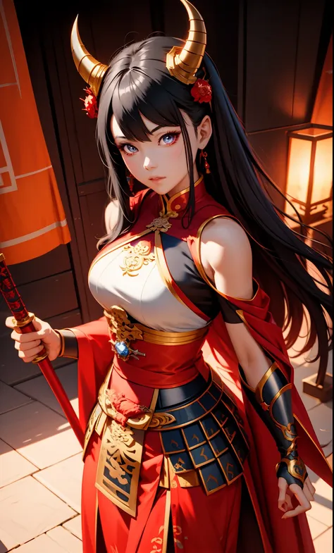 anime - style woman in armor with a sword and a red cape, extremely detailed artgerm, by yang j, 2. 5 d cgi anime fantasy artwor...