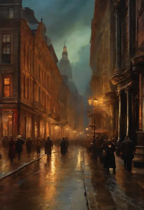 1900s cityscape in turner style