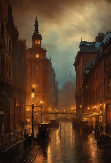 1900s cityscape in turner style