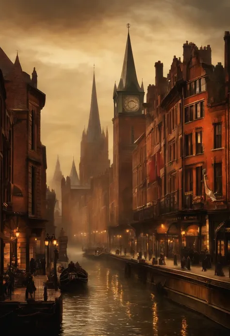 1900s cityscape in turner style