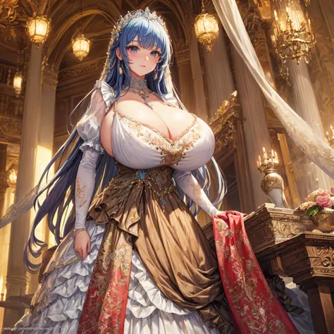 (masterpiece, best quality,extremely detailed:1.1),(moe anime art style:1.2),1girl,full body, ((solo)), cute, kawaii,digital art,((1 bling-bling anime princess wearing beautiful embroidery and jeweled ruffled gorgeous princess ballgown with voluminous full...