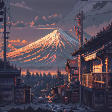 mt fuji，suns，fresh，pix，pixelart