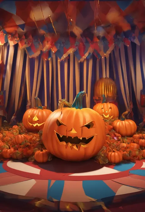 circus，jocker，pumpkins，the bats，Stage effects，stage lighting，Stage smoke，True ray tracing，Material reflection