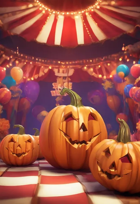 circus，jocker，pumpkins，the bats，Stage effects，stage lighting，Stage smoke，True ray tracing，Material reflection