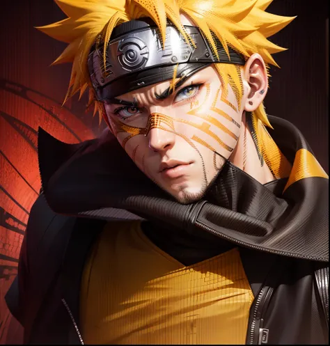 Naruto Uzumaki in a 3D world,anime,cartoon,shiny texture,vibrant colors,expressive eyes and face,sleek hairstyle,anime outfit with intricate details,playful pose,dynamic background,crystal clear high-resolution,sharp focus,studio lighting,bokeh,realistic a...