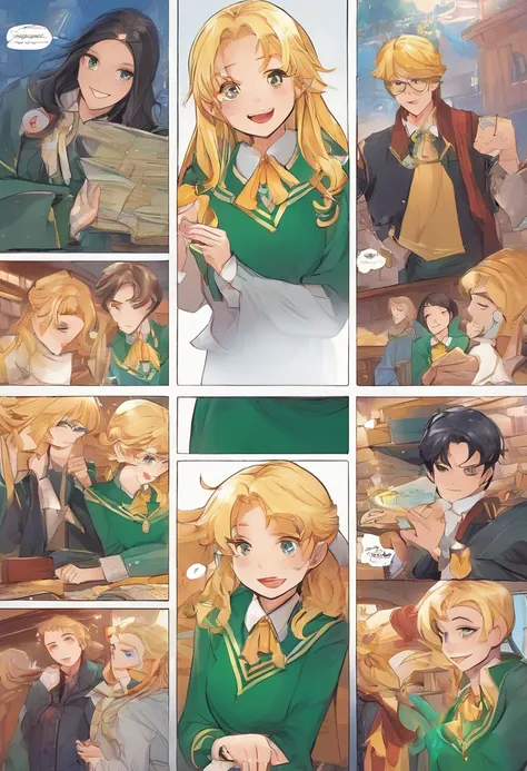 cocky、lilie、gals、Slytherin Student、hi-school girl、Black-haired and blonde、Twosome、Grinning smile、Hogwarts