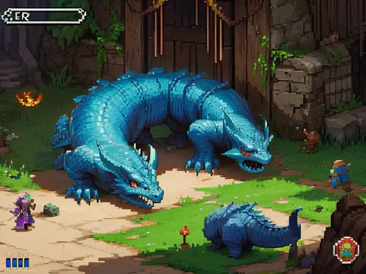 pixel art, dungeon, dragon, low resolution