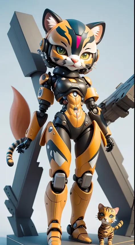 a close up of a toy of a cat, cyberpunk cat, cybercat, caracal cyborg, cyberpunk bee, tabaxi :: rogue, cyborg kitten, fully robotic!! cat, cgsociety 9, cyberpunk statue, a cyborg cat, anthro cat, 3 d scifi art, robotic cat, cute elaborate epic robot, human...