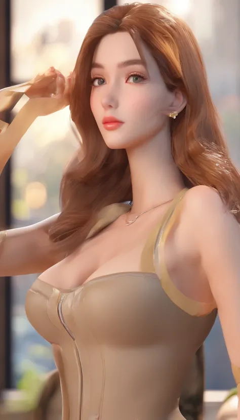 ((Best quality, 8k, Masterpiece :1.3)), 1girl, Pretty woman with emphasizing slender abs :1.3, (random hairstyles, Huge breasts :1.2), Casual outfit :1.2, Indoor, Ultra-detailed face, Detailed eyes, Double eyelid