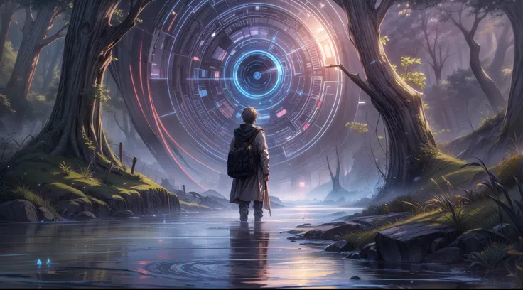 As he traveled back in his past, someone meets him in a Chronos Portal, river, galaxy, prodigal son, unknown path