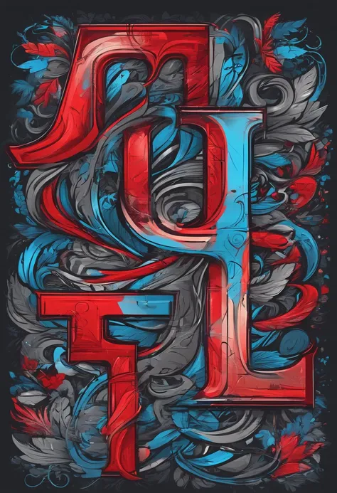 inscription, dark gray background, red and blue lights, letter L, letter I, letter H,letter A,letter N,letter A, letter F,letter I