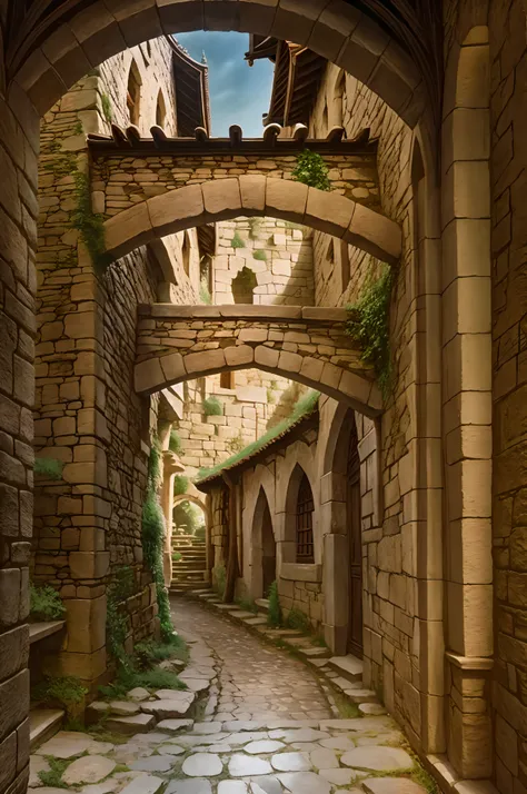 an ancient road in theelven city of Rivendell, lord of the rings, photograpy hyperrealism,