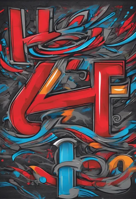 inscription, dark gray background, red and blue lights, letter L, letter I, letter H,letter A,letter N,letter A, letter F,letter I,sequentially,easy to read