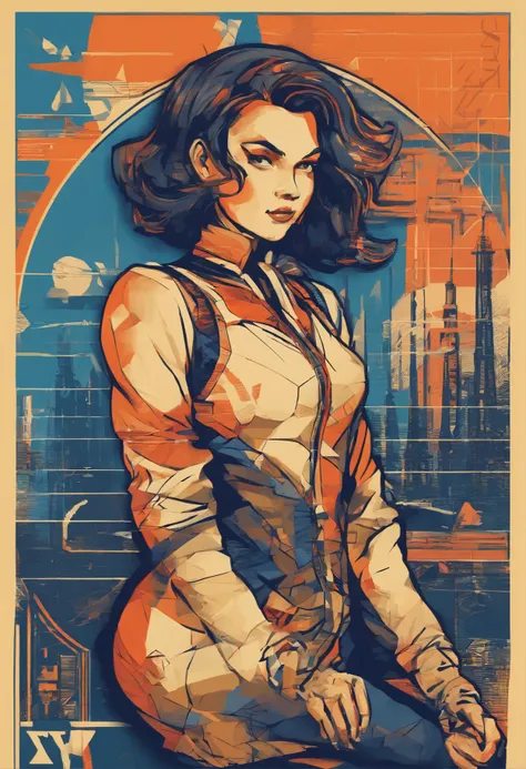 (nvinkpunk:1.2) (snthwve style:0.8), beautiful Russian factory worker, messy medium length brunette hair, blue jump suit, cleavage, dirty, propaganda poster anthro, lightwave, sunset, intricate, highly detailed