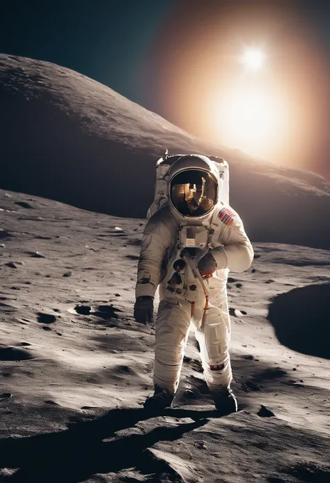 Astronaut walking on the moon