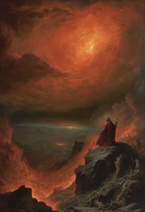 Apocalypse: god and devil, the final battle illustration by gustave dore