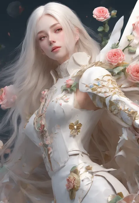 masutepiece, Highest Quality, (Solo Focus), (Perfect face:1.1), (high detailing:1.1), (ultradetailed eyes), Dramatic, Man with pale skin and long voluminous white hair, White eyes, Solo, Long hair, Sephiroth, Moon, Night, white luxury suit, Covered navel, ...