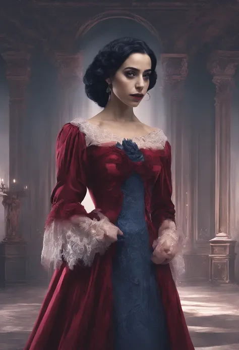 sombras, darkeness, oona chaplin, vampira, blue dress 18th century, rosa vermelha, galeria de arte sombria