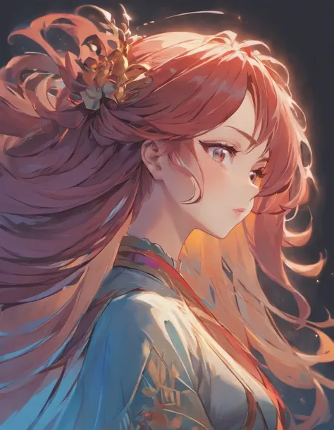 Imagine a stunning artwork of a woman with luxurious, flowing hair, drawing inspiration from Feng Zhus concept art. This womans portrait exudes a captivating allure, evoking the 🤤 reaction you desire. The style is reminiscent of stu_dts and krenzcushart, w...