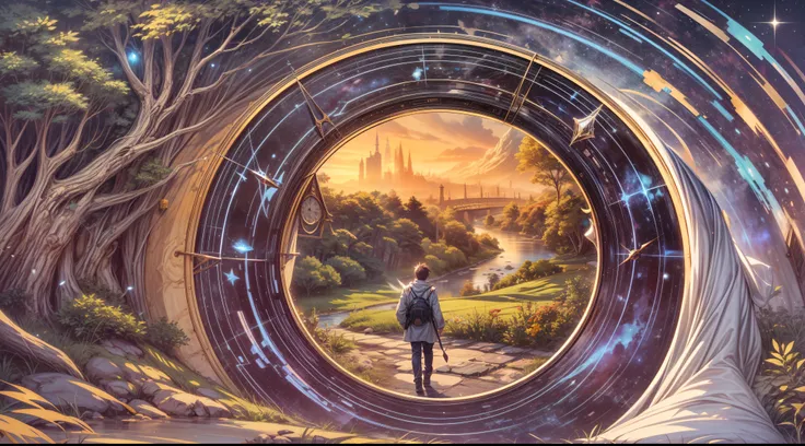 As he traveled back in his past, someone meets him in a Chronos Portal, river, galaxy, prodigal son, unknown path