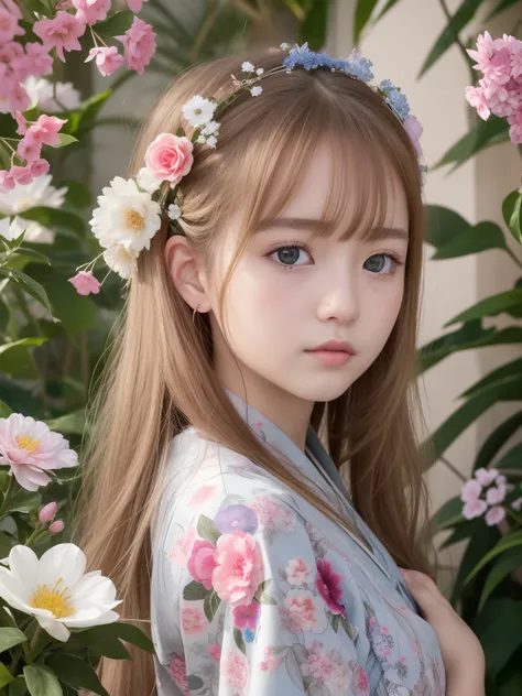 a close up of a woman with a flower in her hair, Kawaii realistic portrait, beautiful portrait image, Cute natural anime face, lalisa manobal, cute delicate face, cute kawaii girls, sakimichan, beautiful Japanese girl face, Korean girl, ulzzangs, young lov...