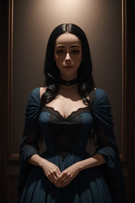 darkeness, sombras, oona chaplin, vampira, galeria de arte sombria, blue dress 18th century, rosa vermelha