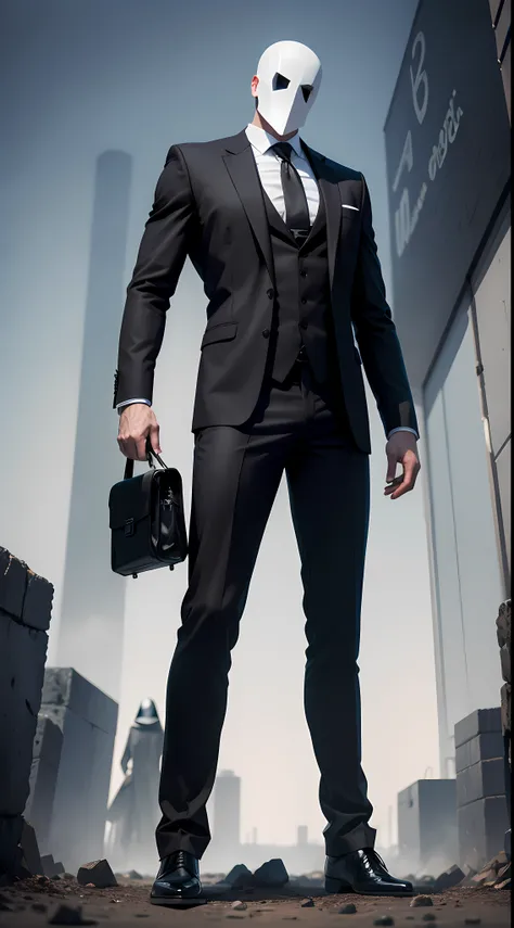 The Headless Man,Full-length man,in a black suit,Instead of a head, a big bolt.