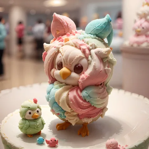 ice cream style bird, clay, blind box, (cute), masterpiece, best quality,