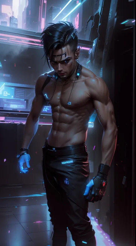 Change background, cyberpunk, handsome boy , realistic face , 8k , ultra realistic