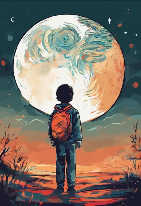 boy looking at moon