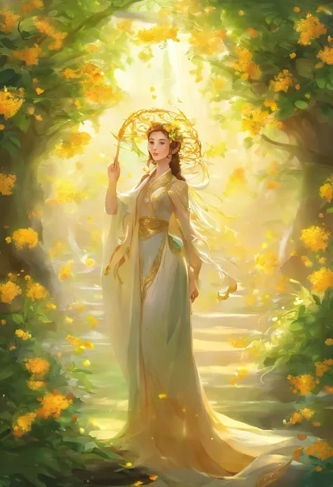 sweet osmanthus，The flowers are petite，Dense，Clusters are connected to clusters，Look from afar，It seems that the green leaves are dotted with broken gold，in a sunbeam，Osmanthus trees full of osmanthus flowers，Shimmering with golden light，Particularly dazzl...