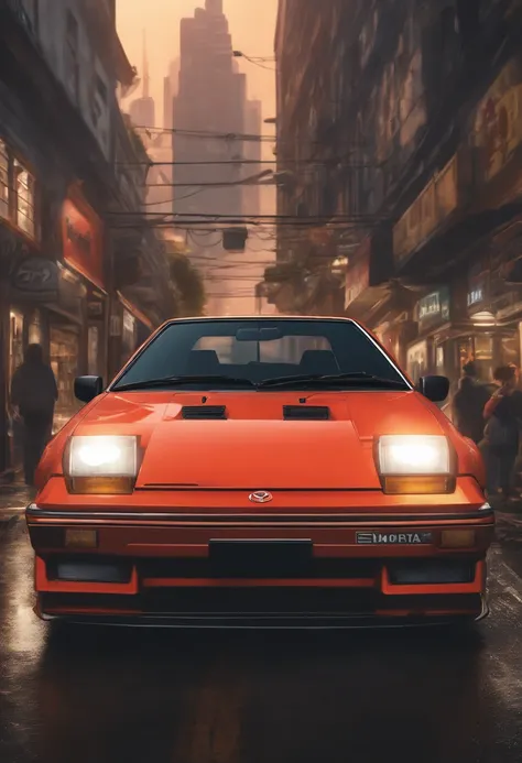 (best quality,4k,8k,highres,masterpiece:1.2), ultra-detailed, (realistic,photorealistic,photo-realistic:1.37), top-down view of a vintage Toyota AE86 artwork, anime style in the 90s, detailed anime art, 90s vintage anime art, detailed depiction of Toyota A...