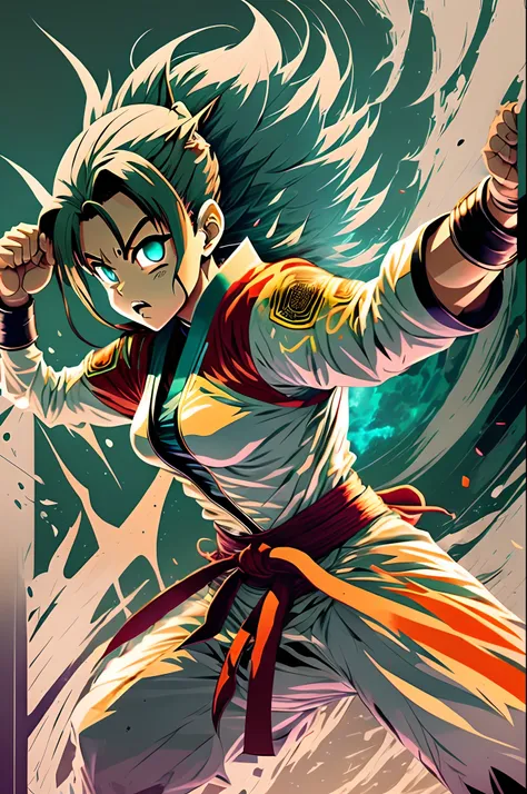 create a futuristic image with the characters from the anime dragon ball, using the martial arts tournament as a background --auto --s2