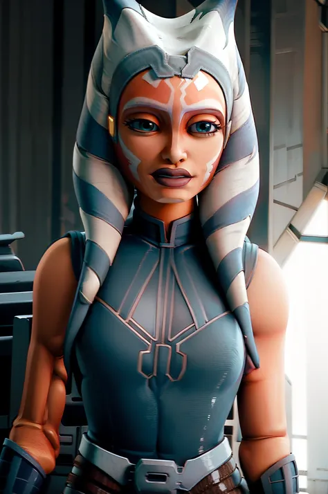 um close up de uma mulher em um traje com orelhas de gato, Ahsoka Tano, Retrato de Ahsoka Tano, Jaina Solo, Personagem de Star Wars, Ariana Grande em Star Wars, Guerra dos Clones de Star Wars, blonde female jedi, Jedi Feminino, personagem feminina solo, fa...