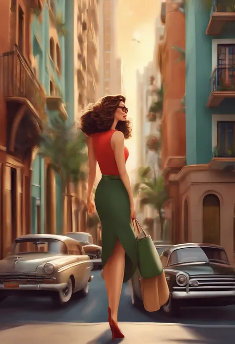 Make a woman with glasses,
Elá is walking down a street where it is full of condos, desenhe pelo menos 10 condominios,
Tipo de desenho Disney,
Ela esta interessada em ser sindica destes condominios,
Pixar, ..3d, Disney